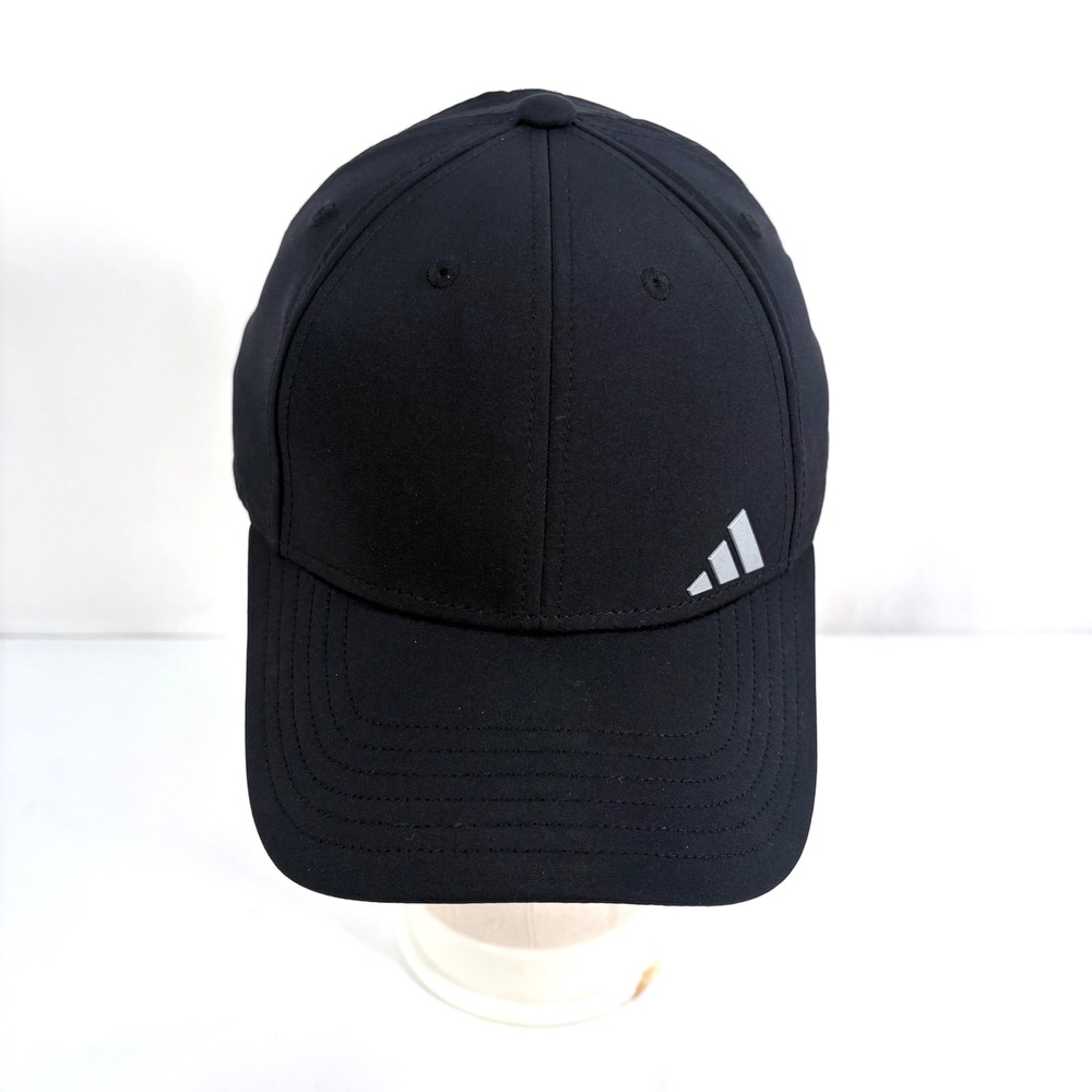Adidas‎ Aeroready Performance Hat Black Silver Logo Elastic Back Cap RN90288